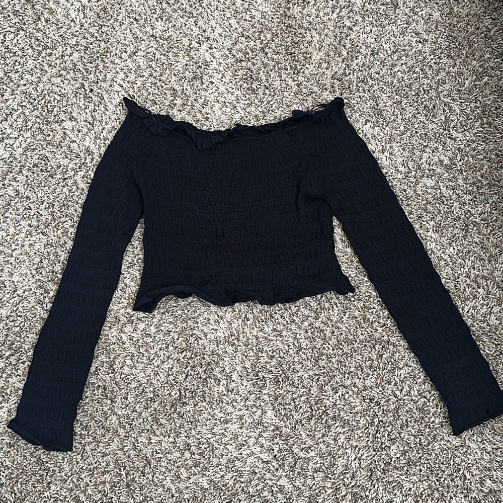 Elegant Black Off-Shoulder Crop Top